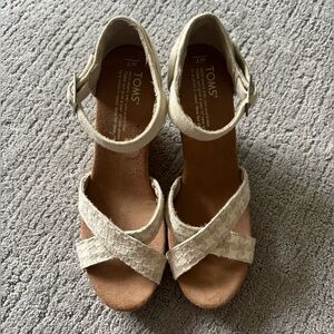 Toms Natural Canvas Wedge Sandals